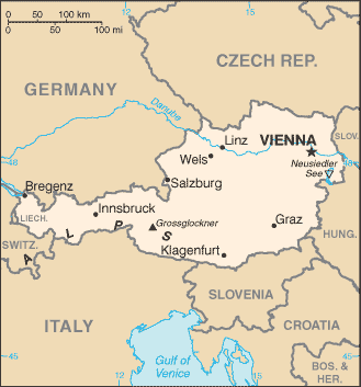 Carte de l'Autriche Carte de l'Autriche