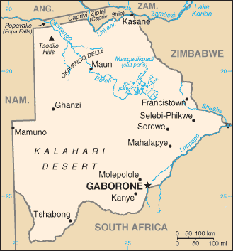 Carte du Botswana Carte du Botswana