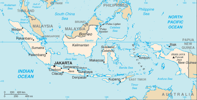 Carte de l'Indon&eacute;sie