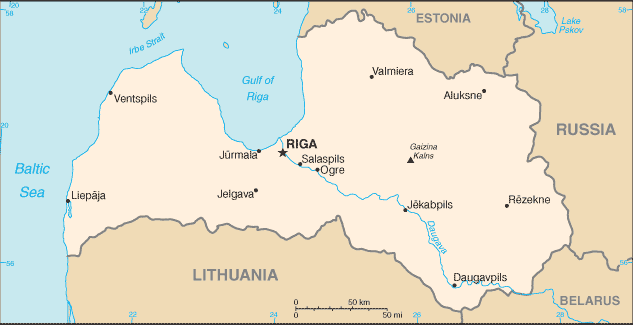 Carte de la Lettonie