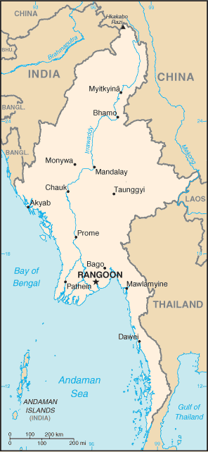 Carte du Myanmar