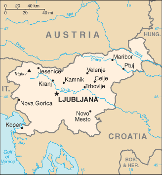Carte de la Slovénie Carte de la Slovénie